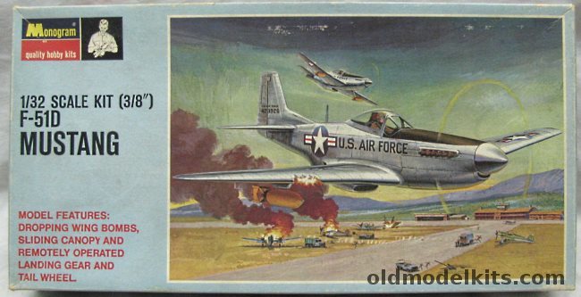 Monogram 1/32 F-51D Mustang - Action Model With Retracing Gear and Dropping Bombs - Blue Box Issue - (P-51), PA77-200 plastic model kit